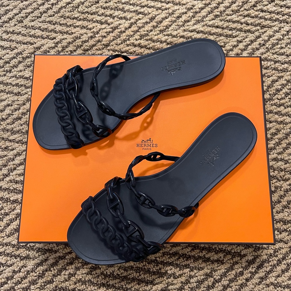Hermes Rubber Rivage Chain Sandal